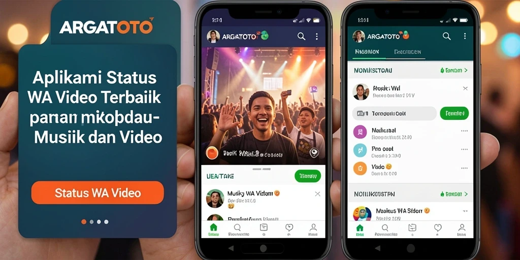 Antarmuka aplikasi ARGATOTO untuk mengunduh Status WA Video.