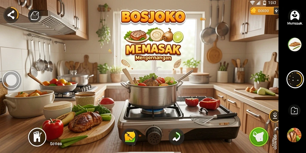 Antarmuka menarik dari game Memasak BOSJOKO.