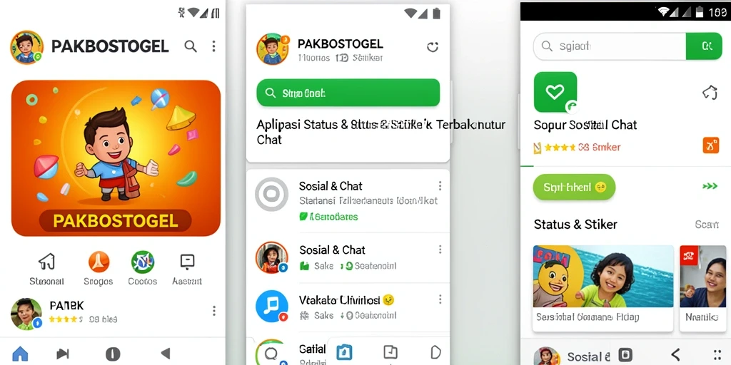 Tampilan antarmuka PAKBOSTOGEL dengan berbagai pilihan stiker.