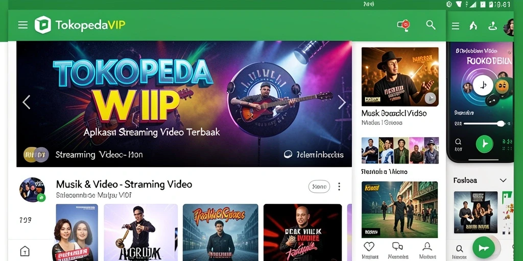 Tampilan antarmuka TOKOPEDIAVIP yang intuitif untuk streaming video.
