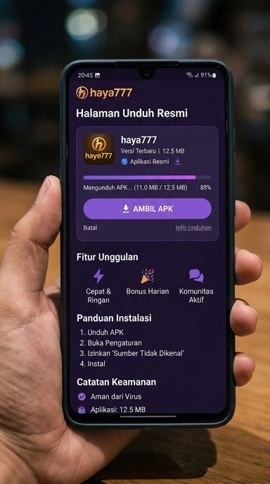 Tampilan halaman APK haya777